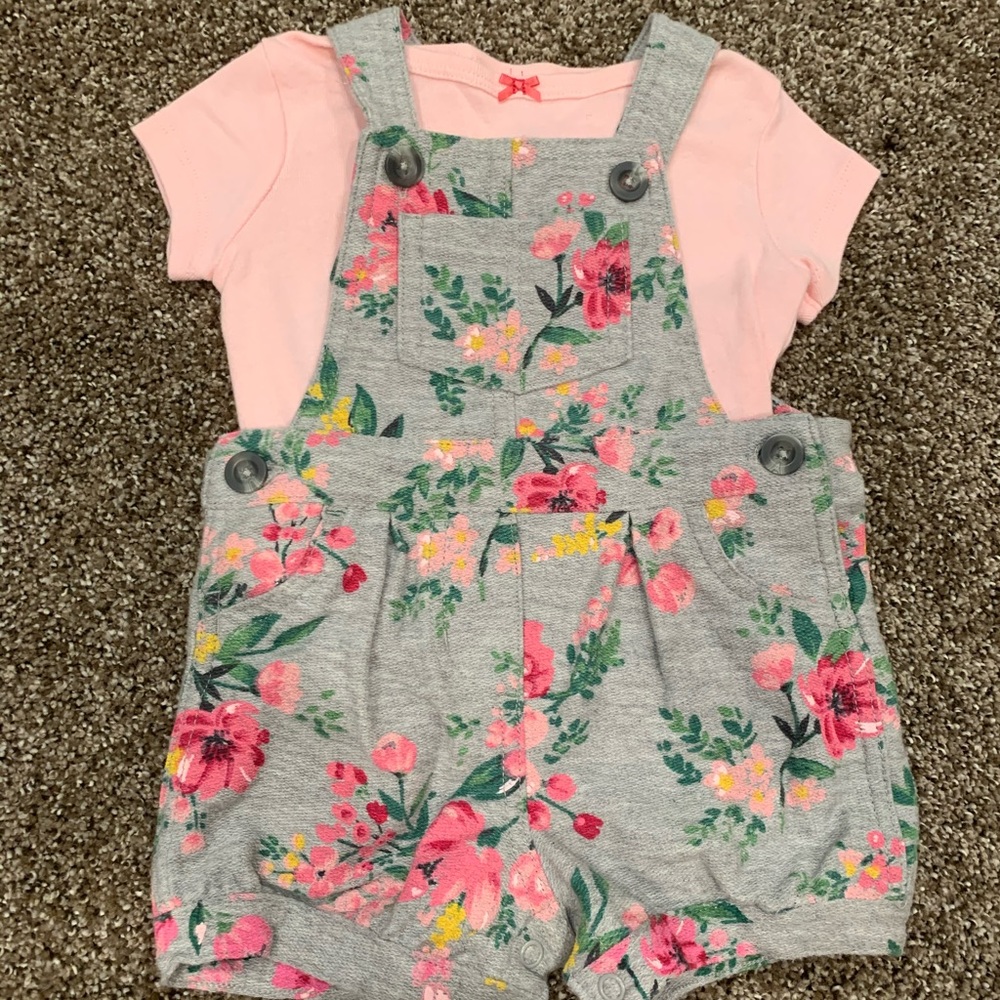 Carters baby girl overalls set